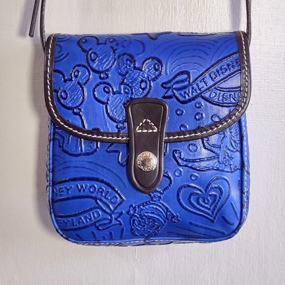 Dooney & Bourke x Disney Sketch Embossed Leather Crossbody Handbag Blue/Brown - Picture 2 of 14